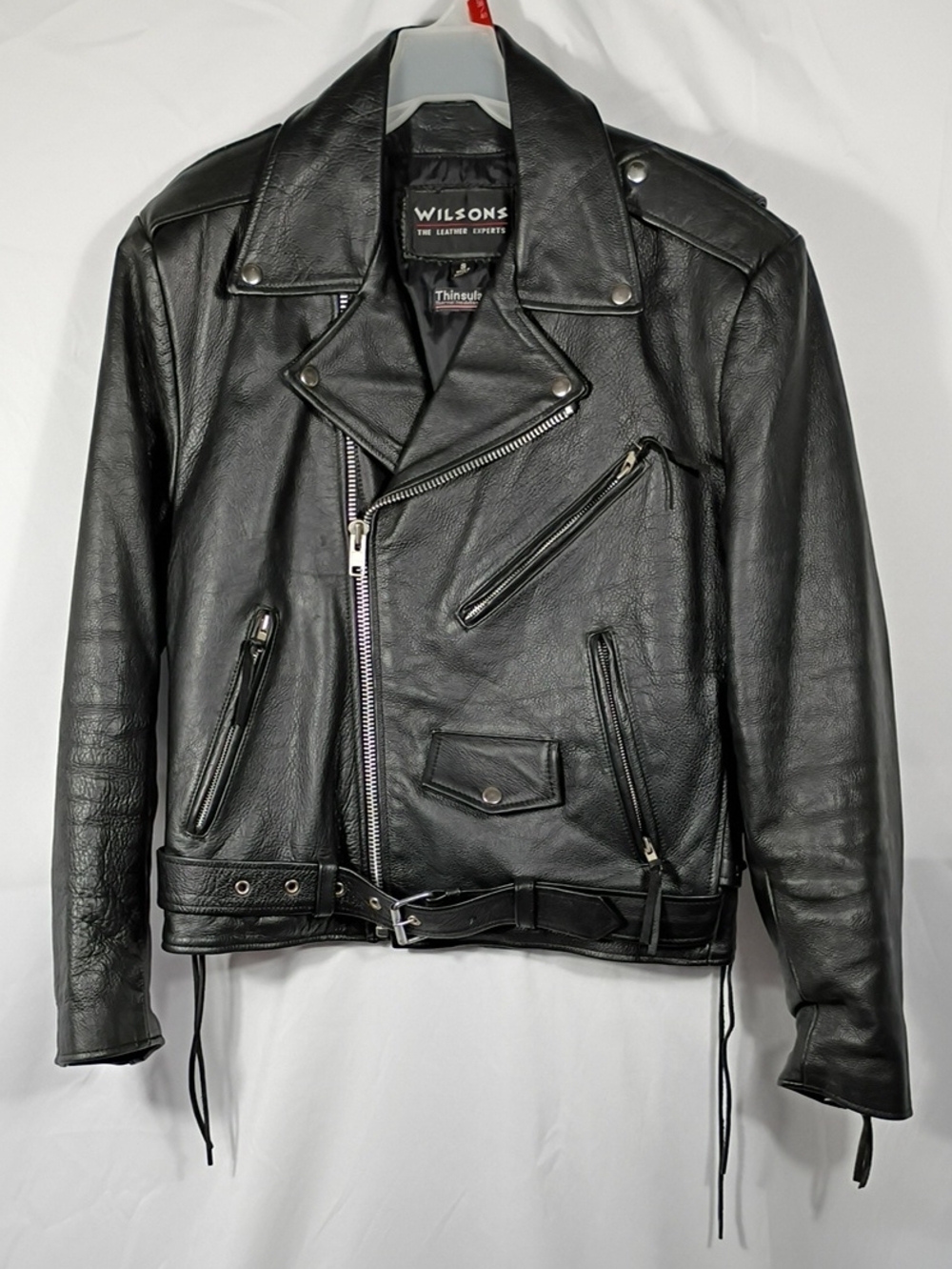 Wilson’s Leather Vintage Motorcycle Biker Black Leather Thinsulate Jacket Sz Sm
